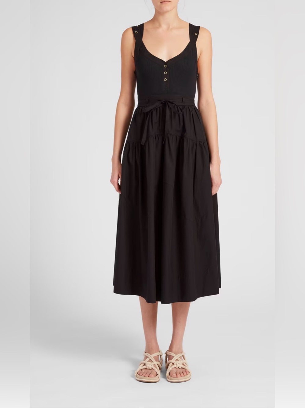 Ulla Johnson Lilith Belted Cotton Midi Dress Sz 4